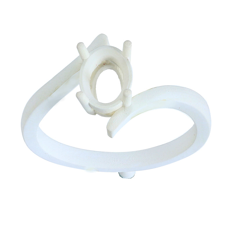 White Wax Piece for Ring With Oval Stone 6x8mm Castable Resin US03R00111